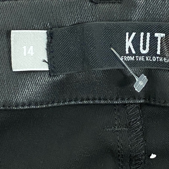 Kut from the Kloth Black Coated Reese Ankle Straight Pants Size 14 Nightclub NWT - Picture 13 of 15